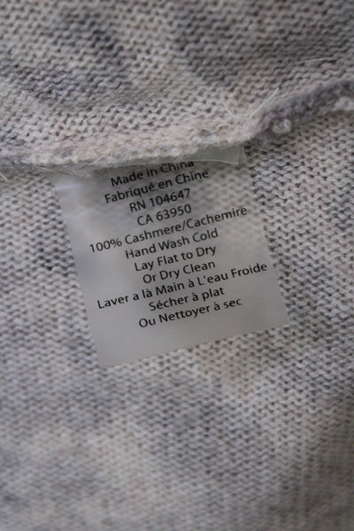 Kinross Cashmere Womens Animal Print Mock Neck Pullover Sweater Gray Size S