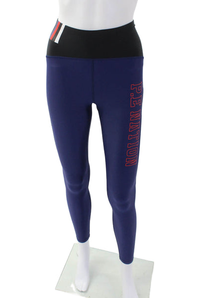 PE Nation Womens Graphic Logo Printed High Waisted Ankle Leggings Blue Size XS