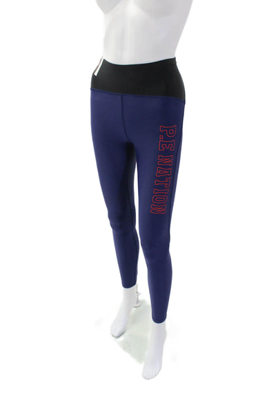 PE Nation Womens Graphic Logo Printed High Waisted Ankle Leggings Blue Size XS
