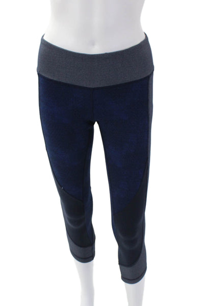 Lululemon Womens Printed Low Rise Cropped Leggings Navy Blue Size 4