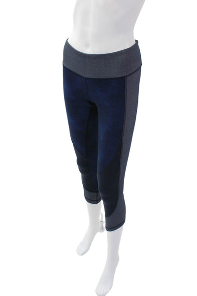 Lululemon Womens Printed Low Rise Cropped Leggings Navy Blue Size 4