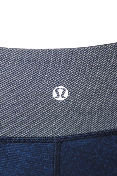 Lululemon Womens Printed Low Rise Cropped Leggings Navy Blue Size 4