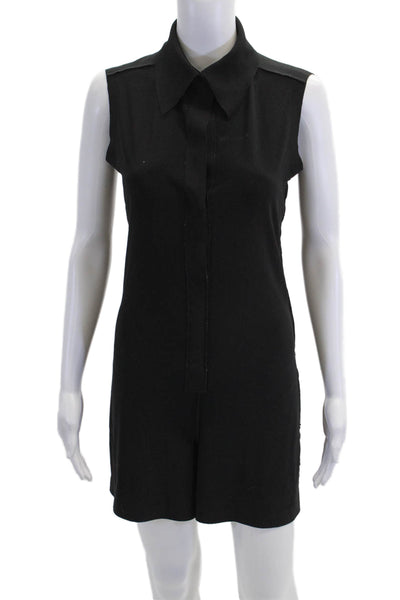 KAMALIKULTURE + Norma Kamali Women's Collared Sleeveless Romper Black Size S