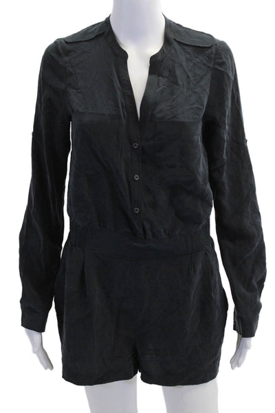Twelfth Street by Cynthia Vincent Womens Long Sleeves Shorts Romper Black Size S