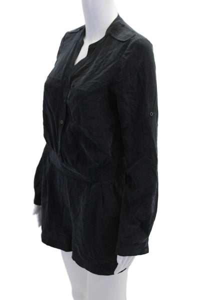 Twelfth Street by Cynthia Vincent Womens Long Sleeves Shorts Romper Black Size S