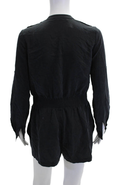 Twelfth Street by Cynthia Vincent Womens Long Sleeves Shorts Romper Black Size S