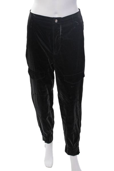 RtA Women's Button Closure Tqapered Leg Cargo Jogger Pants Black Size 28