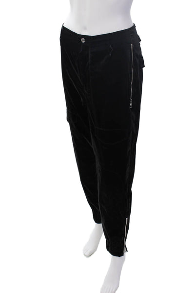 RtA Women's Button Closure Tqapered Leg Cargo Jogger Pants Black Size 28