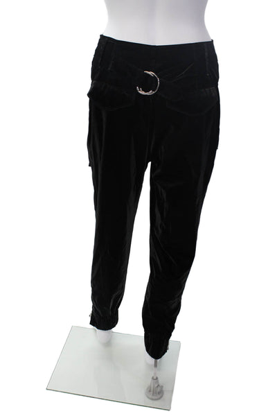 RtA Women's Button Closure Tqapered Leg Cargo Jogger Pants Black Size 28