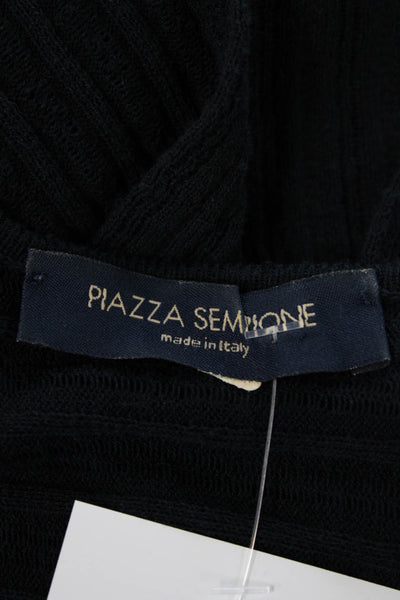Piazza Sempione Womens Cotton Open Front Knit Cardigan Sweater Blue Size L