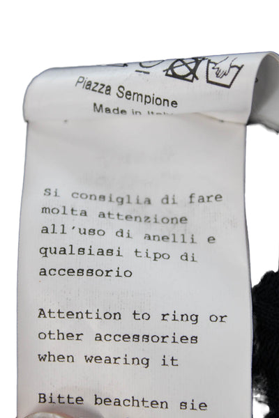 Piazza Sempione Womens Cotton Open Front Knit Cardigan Sweater Blue Size L