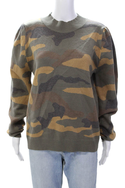 Six/Fifty Womens Camouflage Print Thick-Knit Pullover Sweater Green Size L