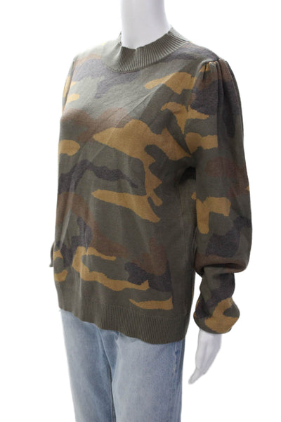 Six/Fifty Womens Camouflage Print Thick-Knit Pullover Sweater Green Size L