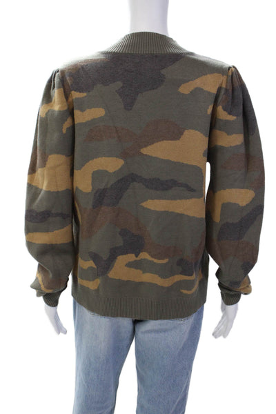 Six/Fifty Womens Camouflage Print Thick-Knit Pullover Sweater Green Size L