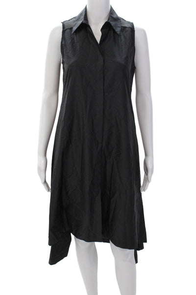 Z By Zelda Womens Cotton Collared Sleeveless Button-Down Dress Black Size XS
