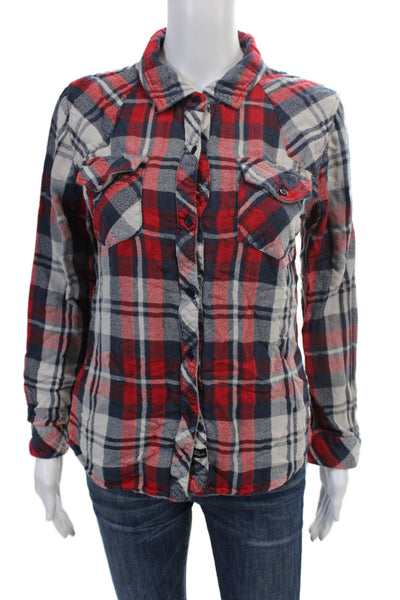 Rails Womens Plaid Button Down Long Sleeves Chico Shirt Red Blue Size Small