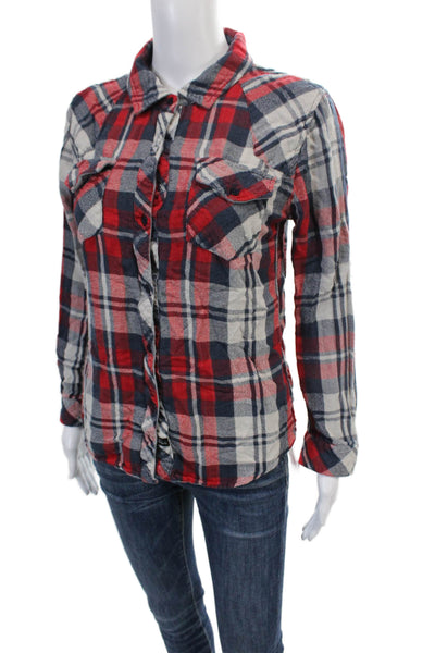 Rails Womens Plaid Button Down Long Sleeves Chico Shirt Red Blue Size Small