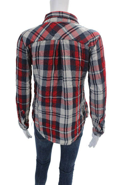 Rails Womens Plaid Button Down Long Sleeves Chico Shirt Red Blue Size Small