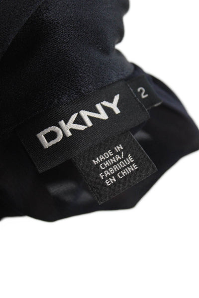 DKNY Womens Sleeveless Crew Neck Button Down Shirt Dress Midnight Blue 2