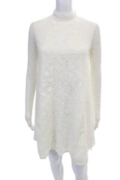 HD In Paris Womens Lace Long Sleeves A Line Dress White Size Extra Small