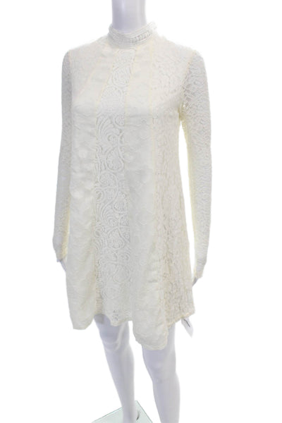 HD In Paris Womens Lace Long Sleeves A Line Dress White Size Extra Small