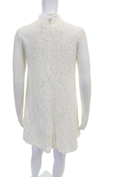 HD In Paris Womens Lace Long Sleeves A Line Dress White Size Extra Small