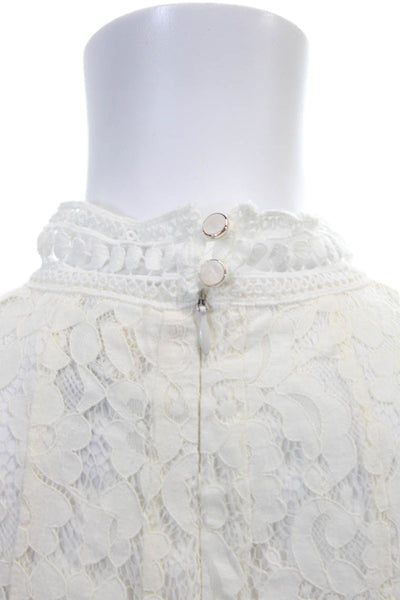 HD In Paris Womens Lace Long Sleeves A Line Dress White Size Extra Small