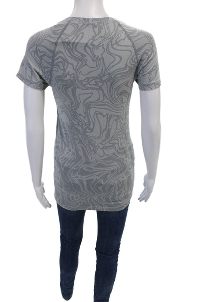 Lululemon Womens Abstract Printed Short Sleeve Activewear T-Shirt Gray Size 4