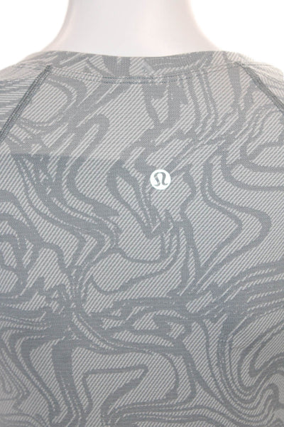Lululemon Womens Abstract Printed Short Sleeve Activewear T-Shirt Gray Size 4