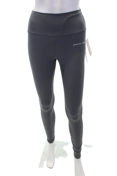 Spiritual Gangster Womens Spandex Textured Lined Leggings Gray Size XS
