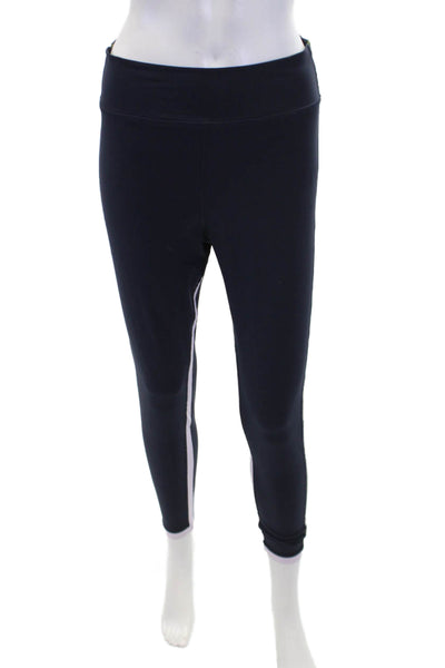 The Upside Womens Textured Lined Elastic Waistband Leggings Navy Size L