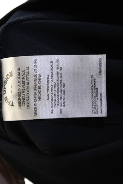 The Upside Womens Textured Lined Elastic Waistband Leggings Navy Size L