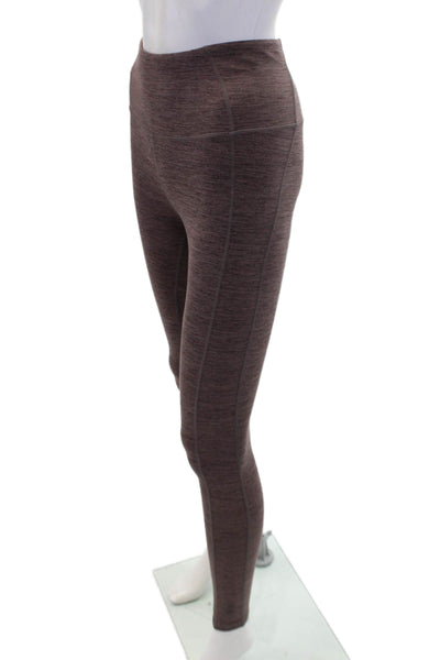 Stylerunner Womens Lined Spandex Textured Athletic Leggings Brown Size S
