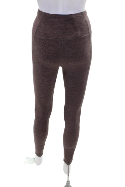 Stylerunner Womens Lined Spandex Textured Athletic Leggings Brown Size S