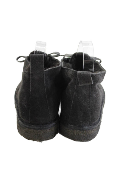 Vince Womens Lace Up Shearling Lined Ankle Boots Gray Suede Size 5.5M