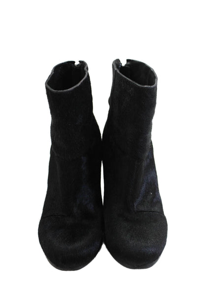 Rag & Bone Womens Back Zip Block Heel Pony Hair Booties Black Leather Size 36