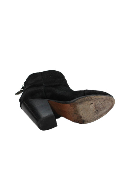 Rag & Bone Womens Back Zip Block Heel Pony Hair Booties Black Leather Size 36