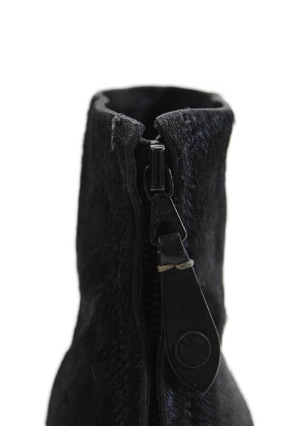 Rag & Bone Womens Back Zip Block Heel Pony Hair Booties Black Leather Size 36