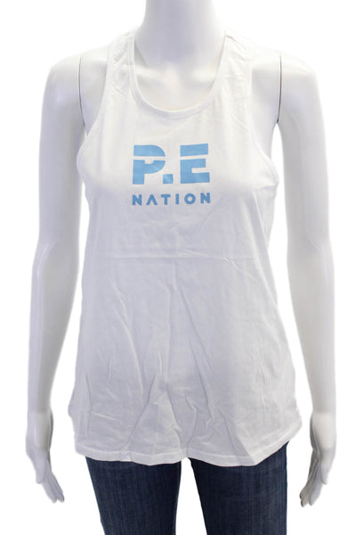 PE Nation Women's Round Neck Sleeveless Athletic Tank Top White Size M