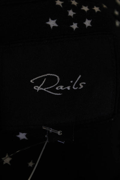Rails Womens Button Front Stars & Moons Shift Dress Black White Size Small