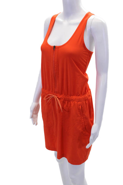 Athleta Womens Front Zip Sleeveless Scoop Neck Drawstring Romper Orange Size 6