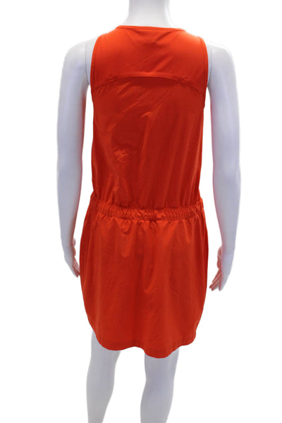 Athleta Womens Front Zip Sleeveless Scoop Neck Drawstring Romper Orange Size 6