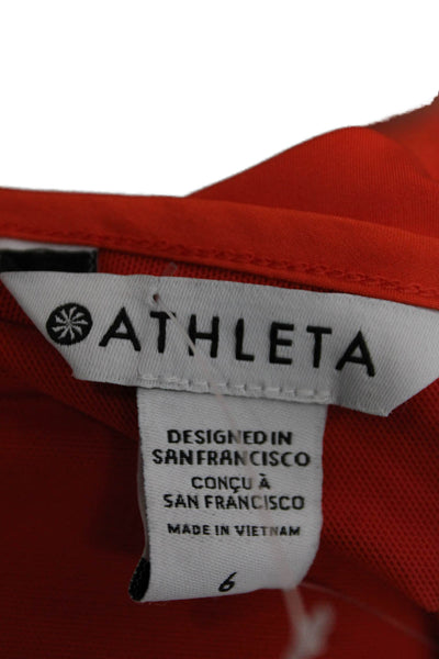Athleta Womens Front Zip Sleeveless Scoop Neck Drawstring Romper Orange Size 6