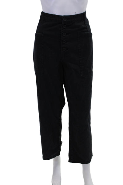 Pistola Womens Button Fly High Rise Straight Leg Pants Navy Cotton Size 31