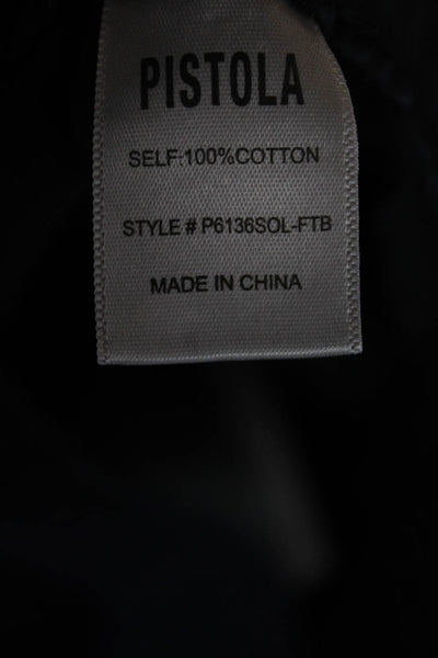 Pistola Womens Button Fly High Rise Straight Leg Pants Navy Cotton Size 31