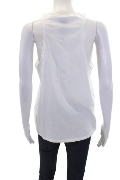 P.E Nation Womens Cotton Scoop Neck Sleeveless Logo Tank Top White Size L