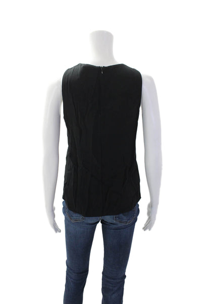 ALC Womens High Criss Cross Neckline Zipped Sleeveless Blouse Black Size 2