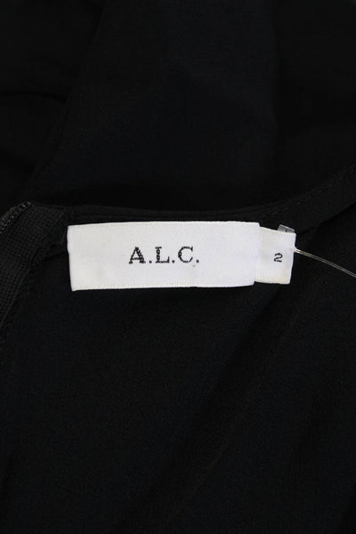 ALC Womens High Criss Cross Neckline Zipped Sleeveless Blouse Black Size 2