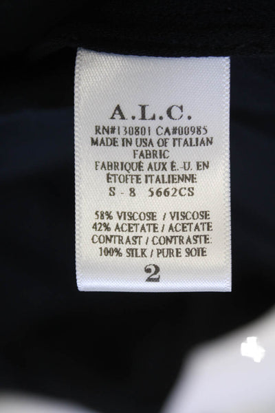 ALC Womens High Criss Cross Neckline Zipped Sleeveless Blouse Black Size 2