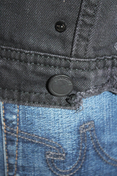BLANKNYC Womens Cotton Studded Detail Buttoned Jean Jacket Black Size XS